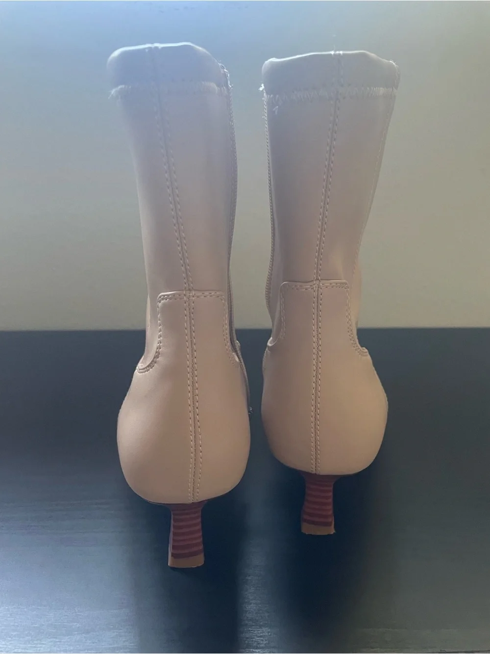 Women's Nude Pointed-Toe Mid-Calf Boots